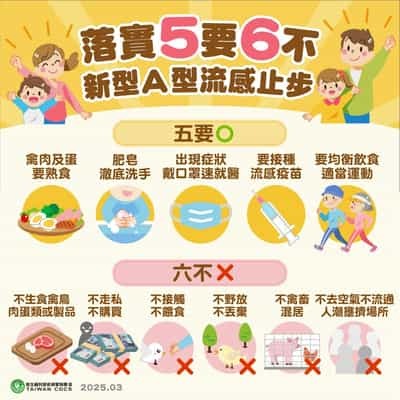 落實5要6不 新型A型流感止步