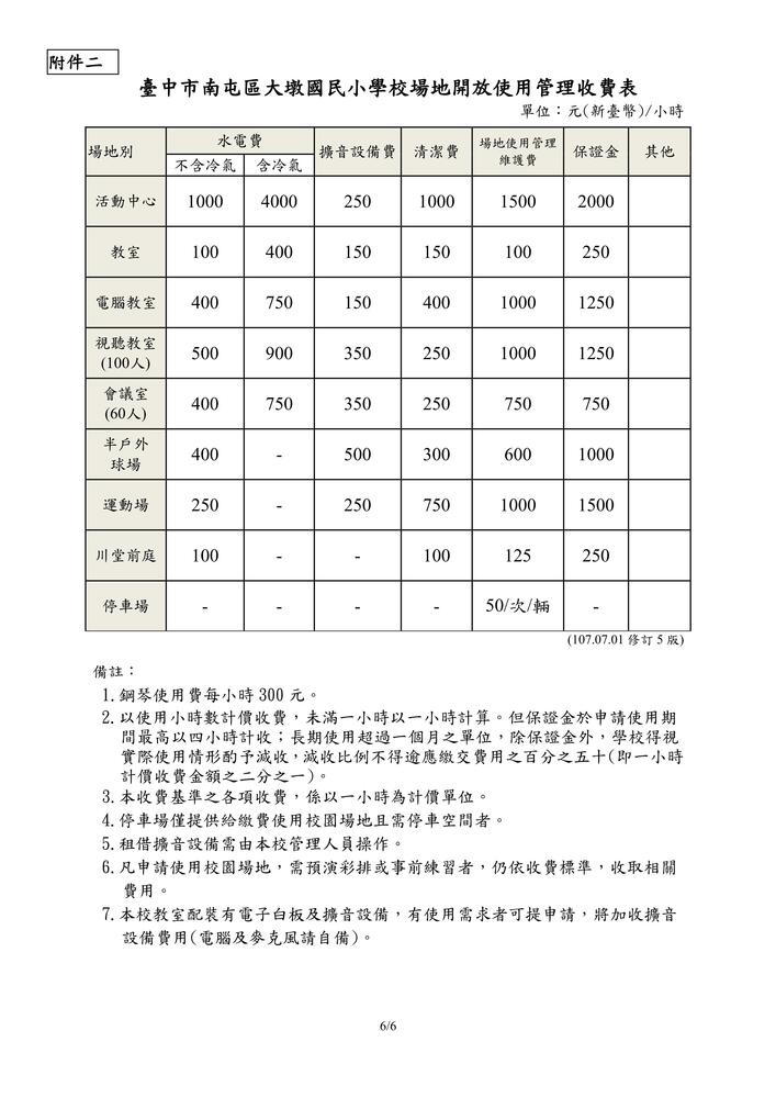 學校場地開放使用管理辦法P6