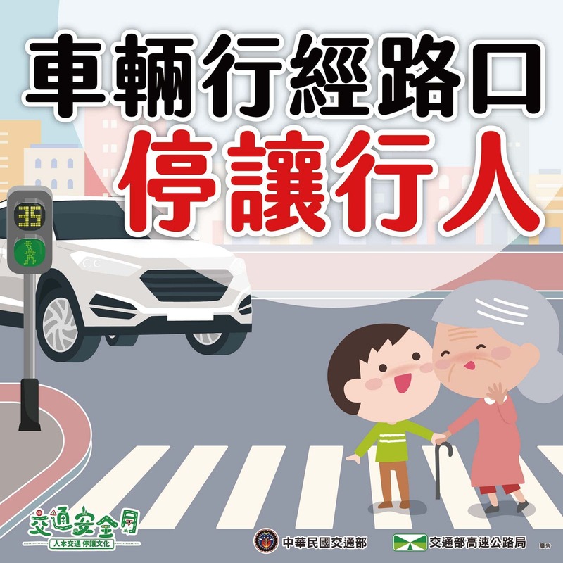 車輛行經路口 停讓行人