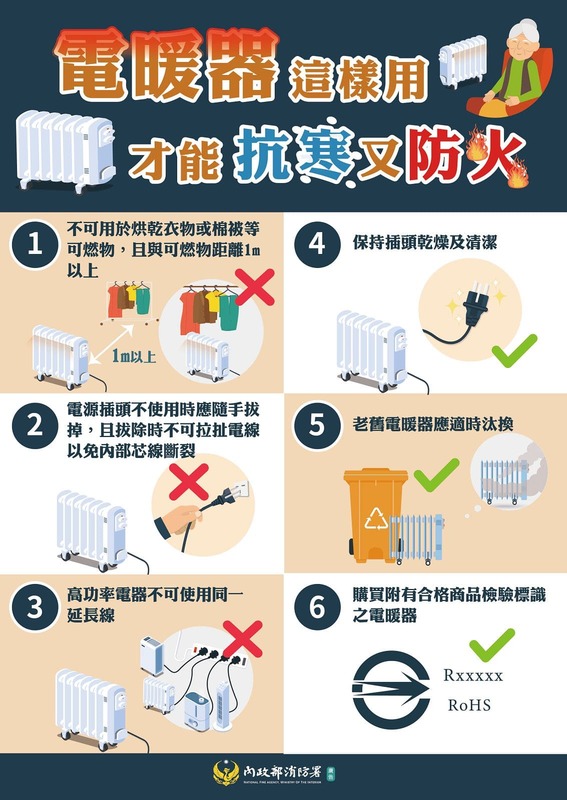 電暖器這樣用才能抗寒又防火