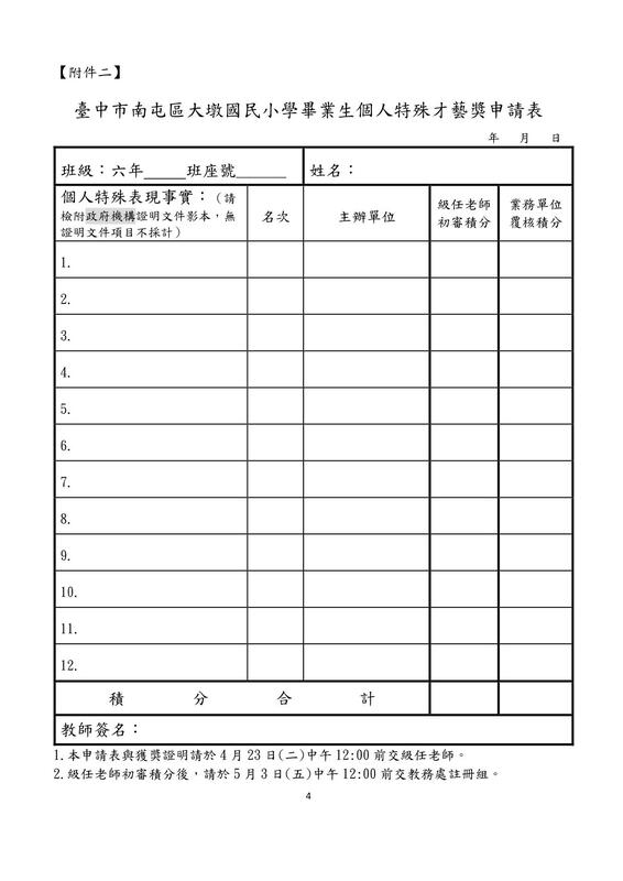畢業生特殊才藝獎審查辦法P4圖片