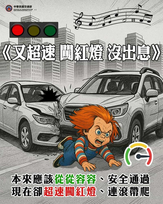 又超速闖紅燈，沒出息