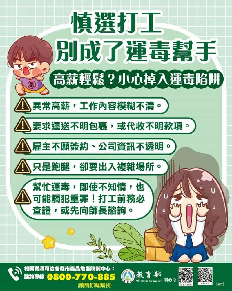 慎選打工 別成了運毒幫手圖片