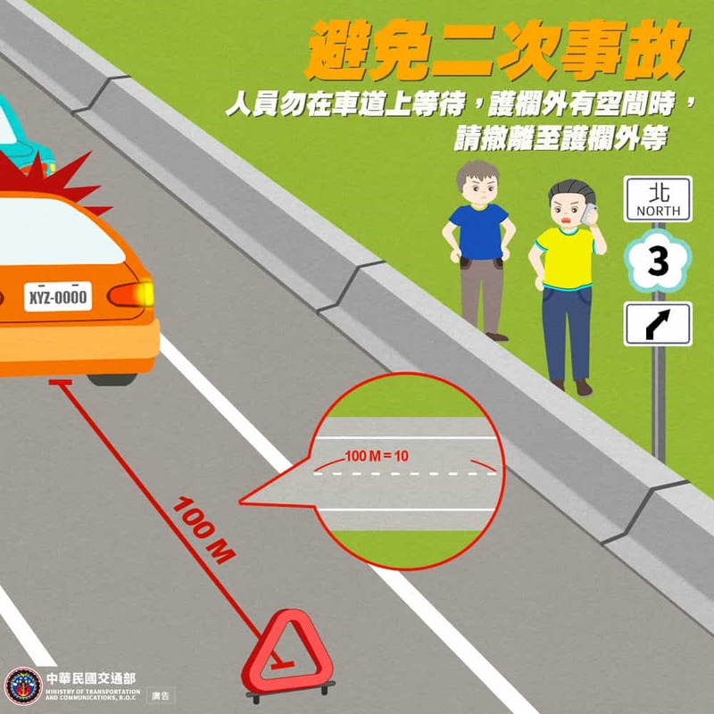 避免二次事故 勿在車道上等待