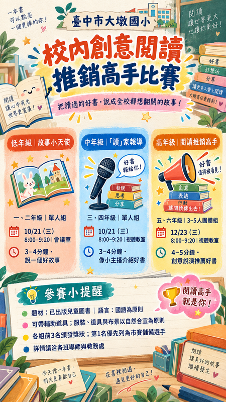 校內創意閱讀推銷高手海報